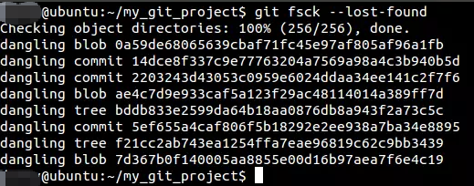 commande git fsck lost found