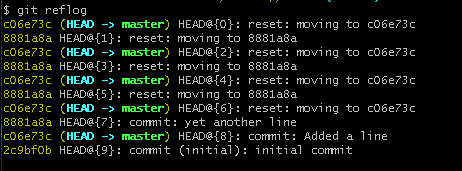 git reflog pour trouver le commit