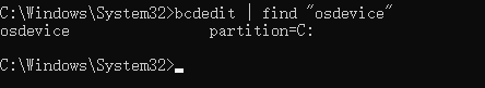 bcdedit trouver osdevice