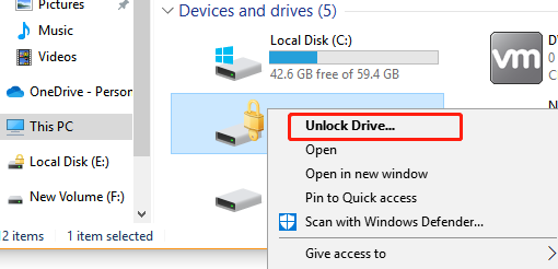déverrouiller BitLocker To Go