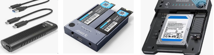 différents types de stations d'accueil NVMe