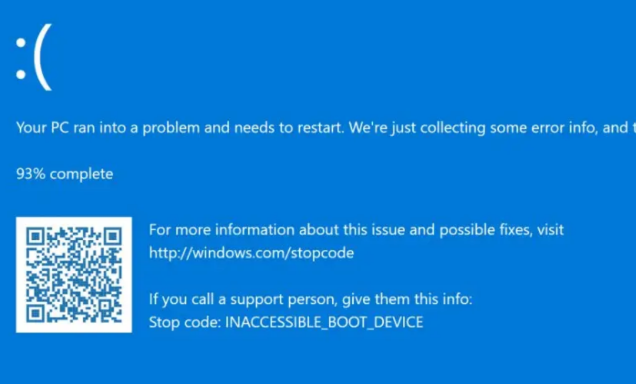 INACCESSIBLE BOOT DEVICE