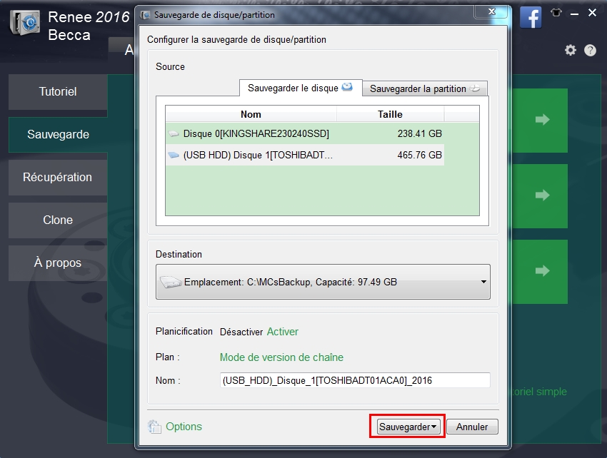 sauvegarder les fichiers d'un disque dur avec Renee Becca