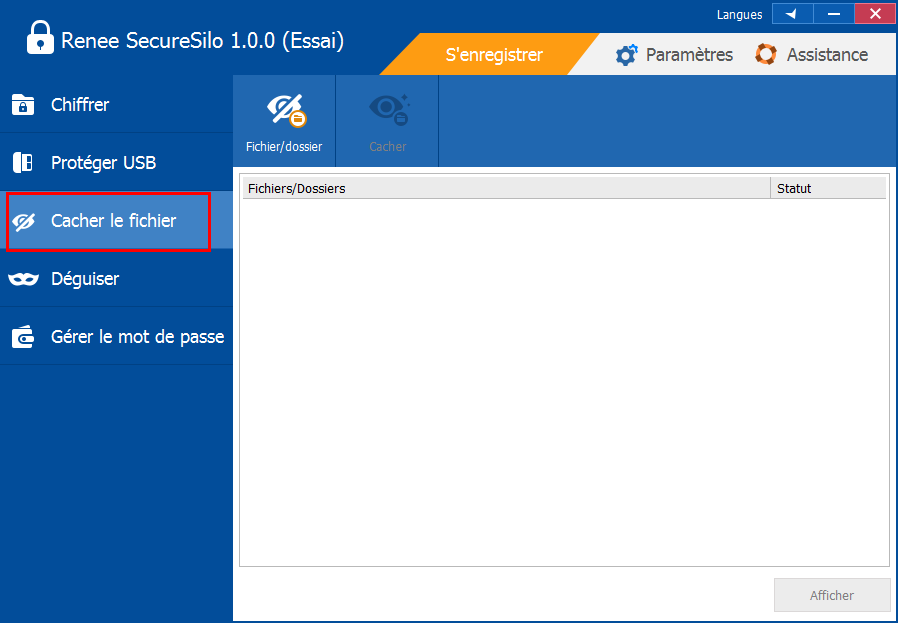 cacher le fichier avec Renee SecureSilo
