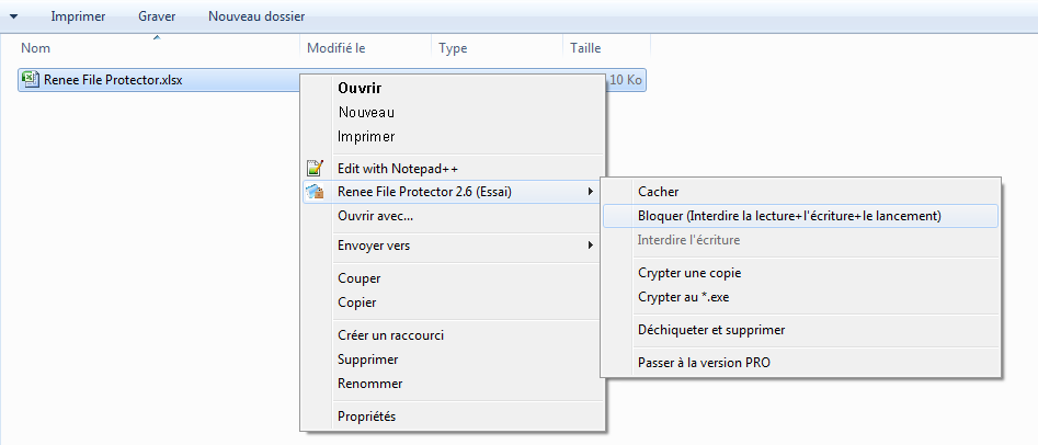 Bloquer un fichier d'une clé USB avec Renee File Protector