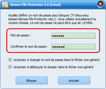 Bloquer un fichier d'une clé USB avec Renee File Protector