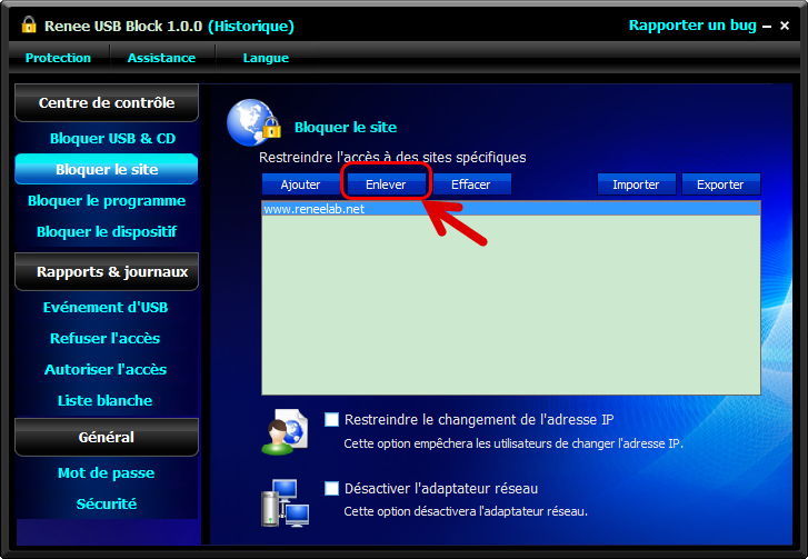 Bloquer le site Web avec Renee USB Block