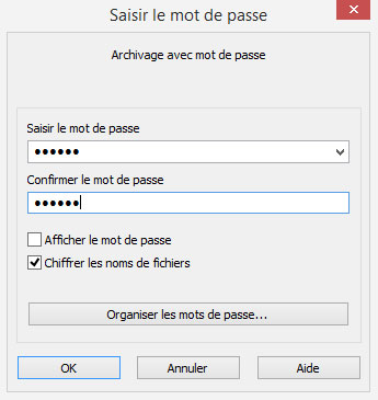 Ajouter un mot de passe sur le fichier zip avec winrar