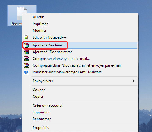 Ajouter un mot de passe sur le fichier zip avec winrar
