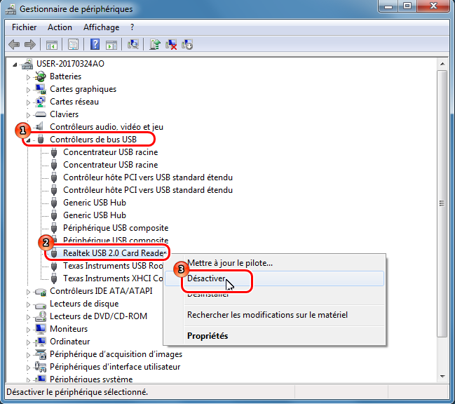 Désactiver le port USB par le gestionnaire de périphériques-Renee USB Block