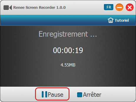 Suspendre la capture d'écran- Renee Screen Recorder