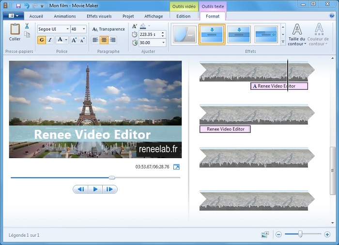 Créer le filigrane sur la vidéo avec Windows Movie Maker