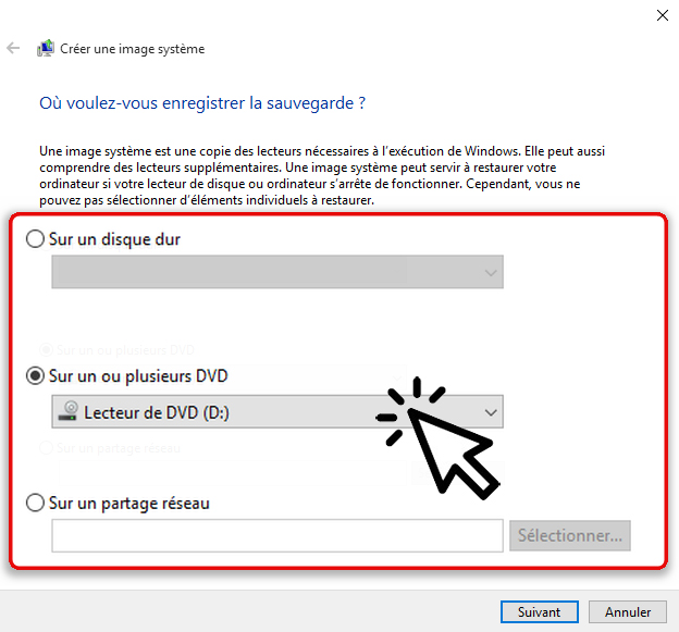 Créer une image système Windows 10