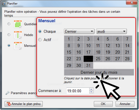 sauvegarde de facon mensuelle