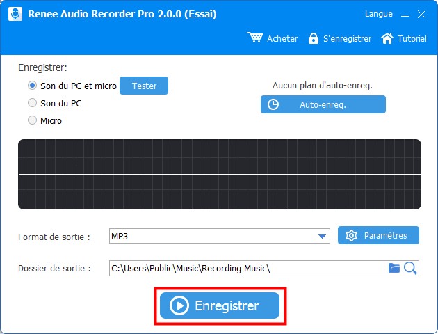 lancer l'enregistrement de la musique