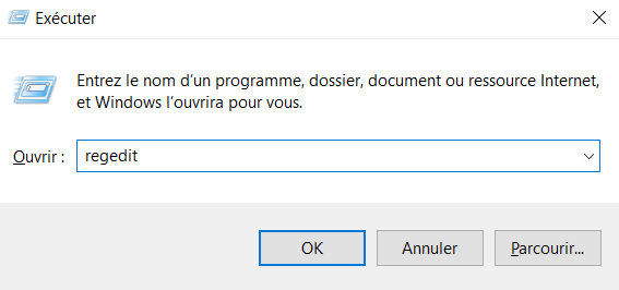regedit-outi exécuter
