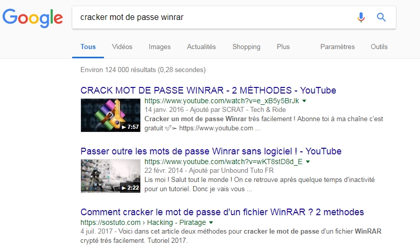 méthodes pour cracker le mot de passe winrar