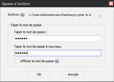 Créer un mot de passe pour protéger le fichier crypté