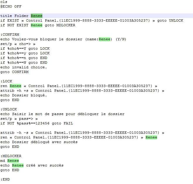 Renommer le dossier dans le script