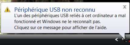 périphérique USB non reconnu