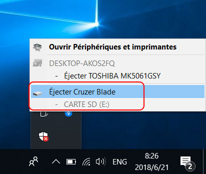 retirer la clé USB