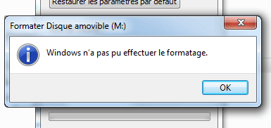 Windows ne peut pas formater le disque