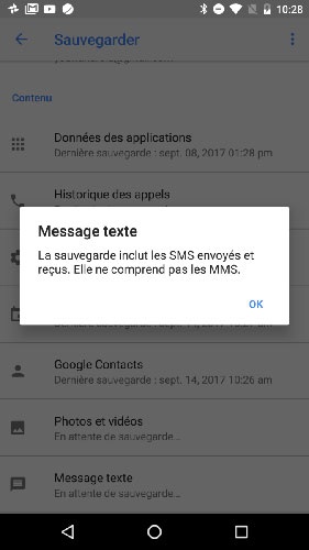 Sauvegarder les SMS sur Google Drive