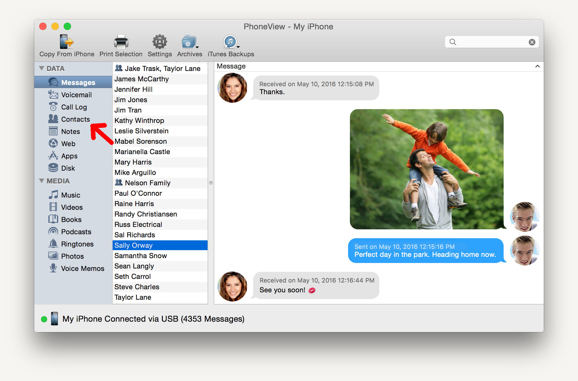 Transférer les contacts d'iPhone sur Mac avec PhoneView