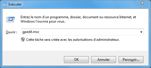lancer l'éditeur de stratégie de groupe locale