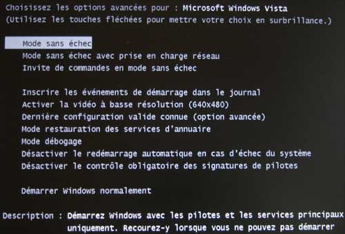 le mode sans echec win 7