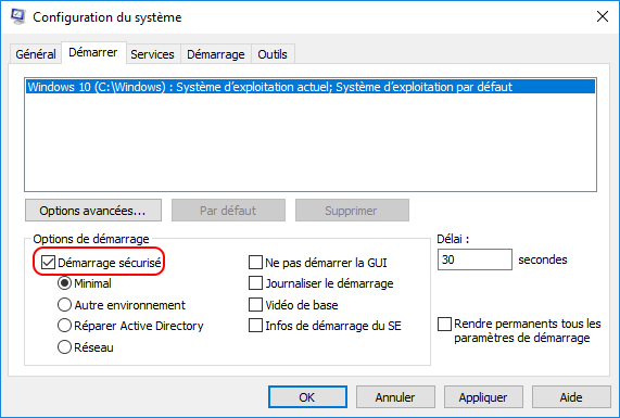activer le démarrage sécurisé