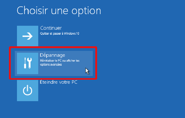 Dépannage Windows 10