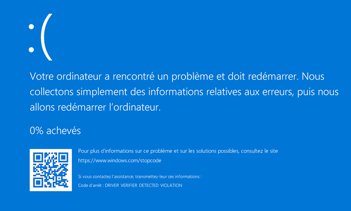 écran bleu Windows 10 causé par la défaillance de matériels
