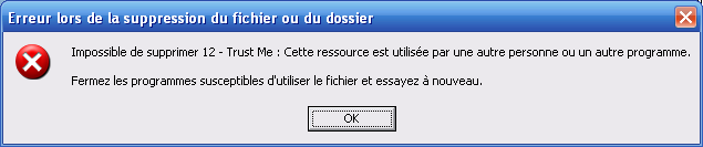 Impossible à supprimer des fichiers