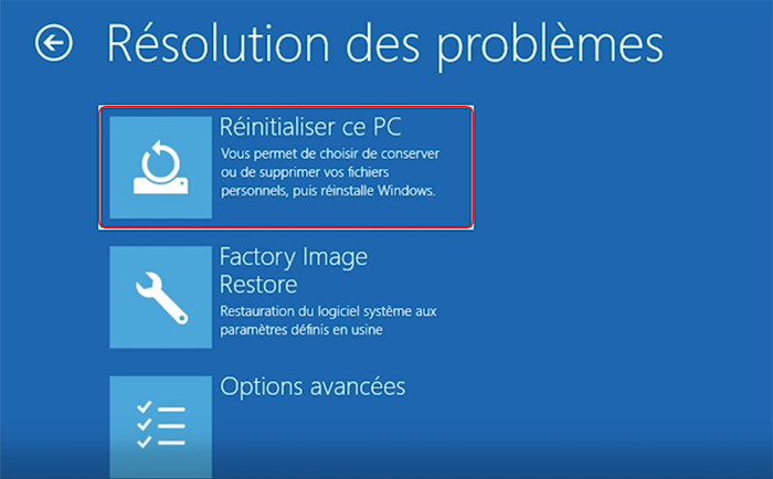 réinitialiser ce PC