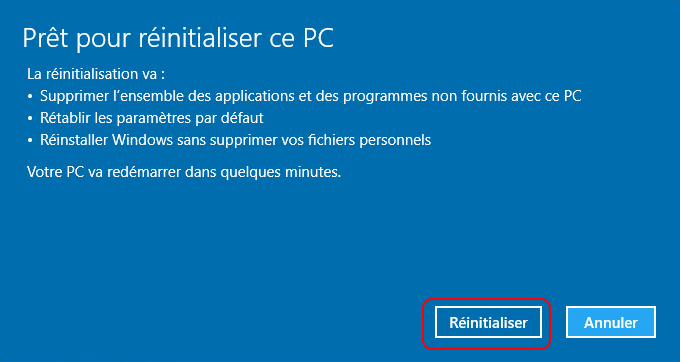 réinitialiser le PC