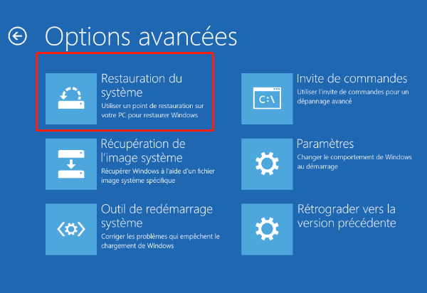 restauration du systeme pour erreur 0xc0000001