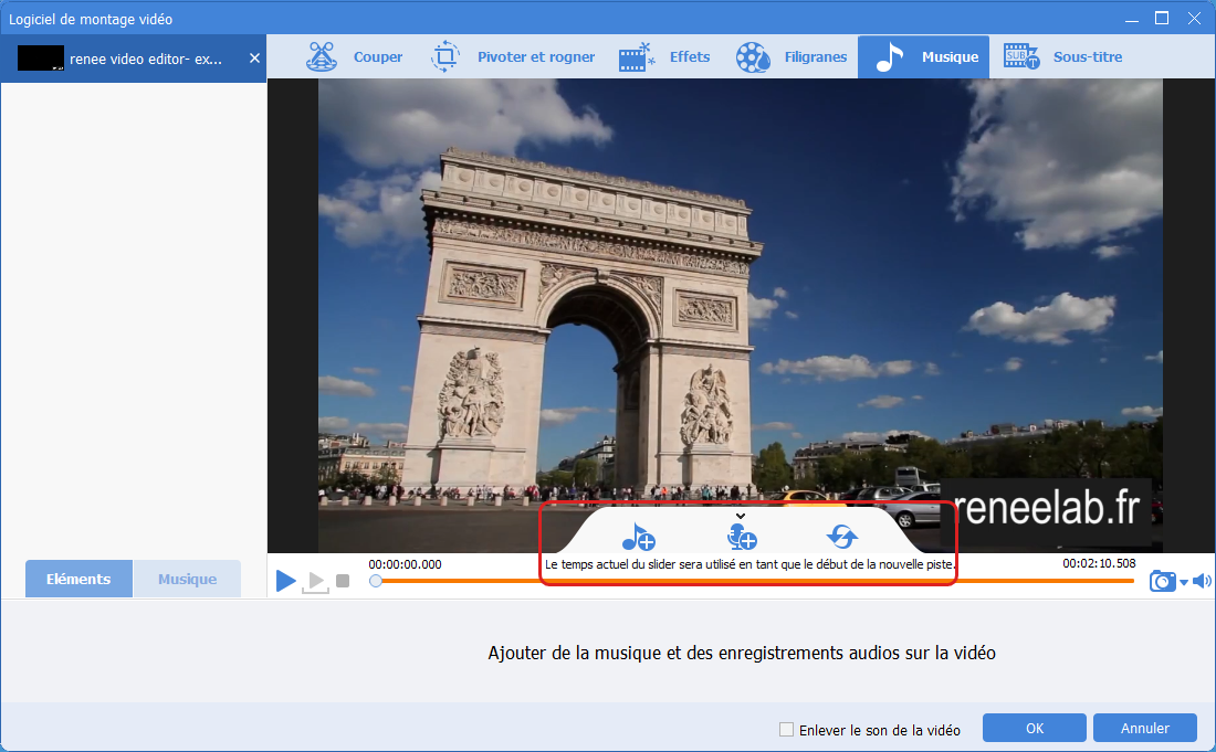 Ajouter la musique avec Renee Video Editor Pro