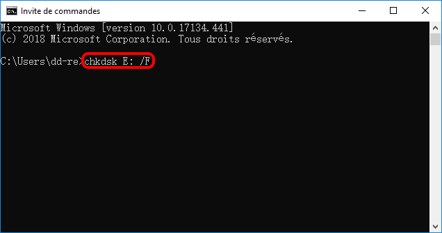 utiliser la commande chkdsk pour réparer les erreurs