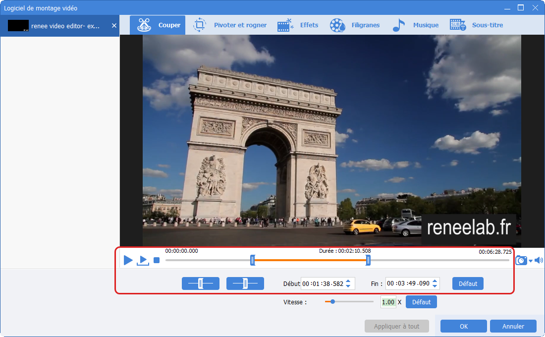 couper une vidéo avec Renee Video Editor Pro