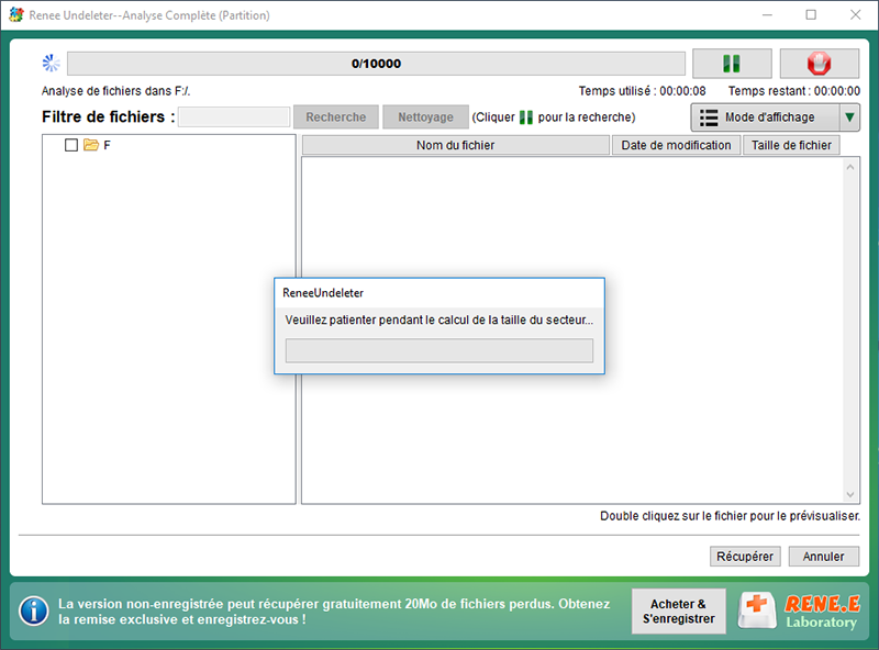 attendre l'analyse de la clé usb