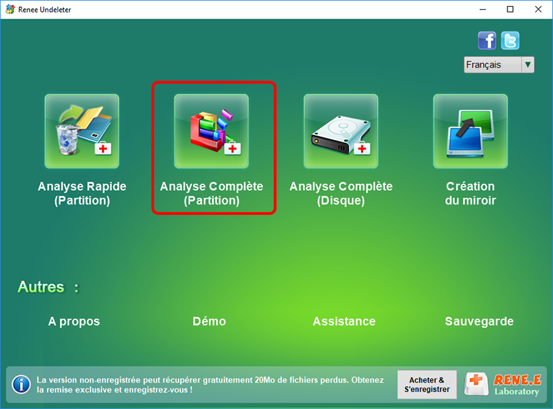 fonction Analyse complète Partition de Renee Undeleter