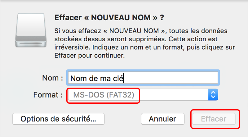 effacer la clé USB sur Mac