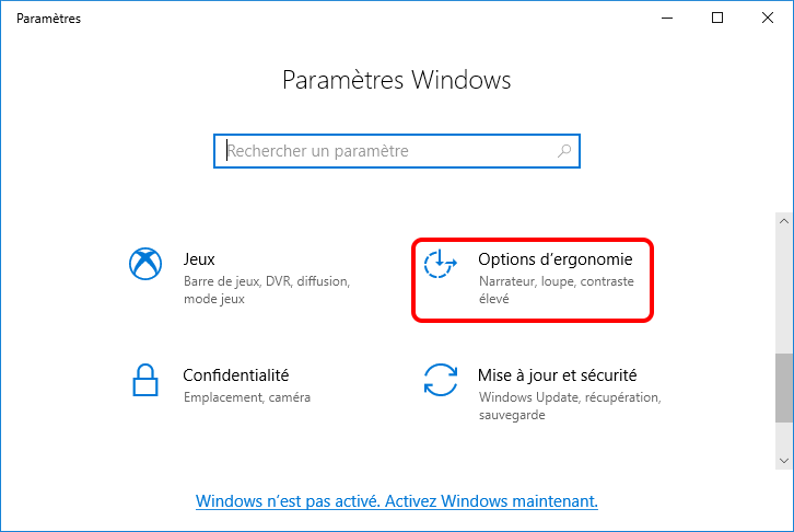 options d'ergonomie