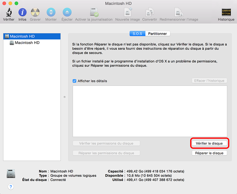 vérifier le disque sur mac