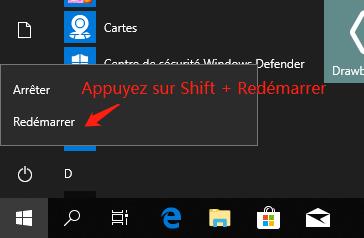 shift+redémarrer