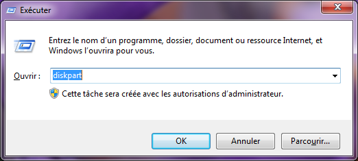 la commande diskpart