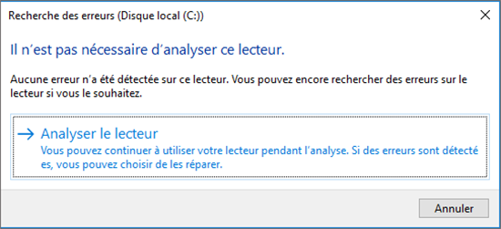 analyser le lecteur cible sous Win 8/10