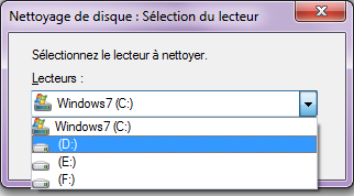 sélectionner le lecteur à nettoyer