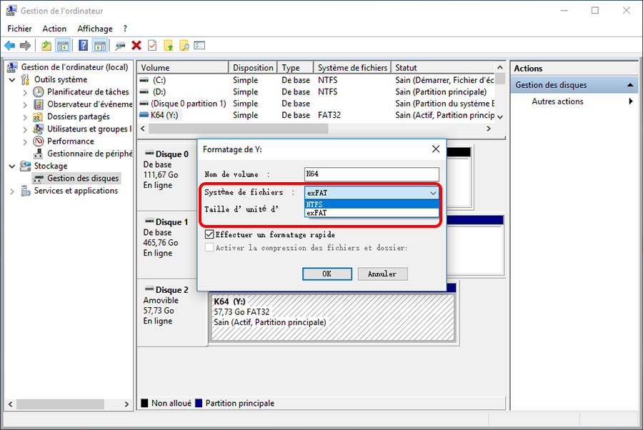 impossible de formater la carte SD en FAT32